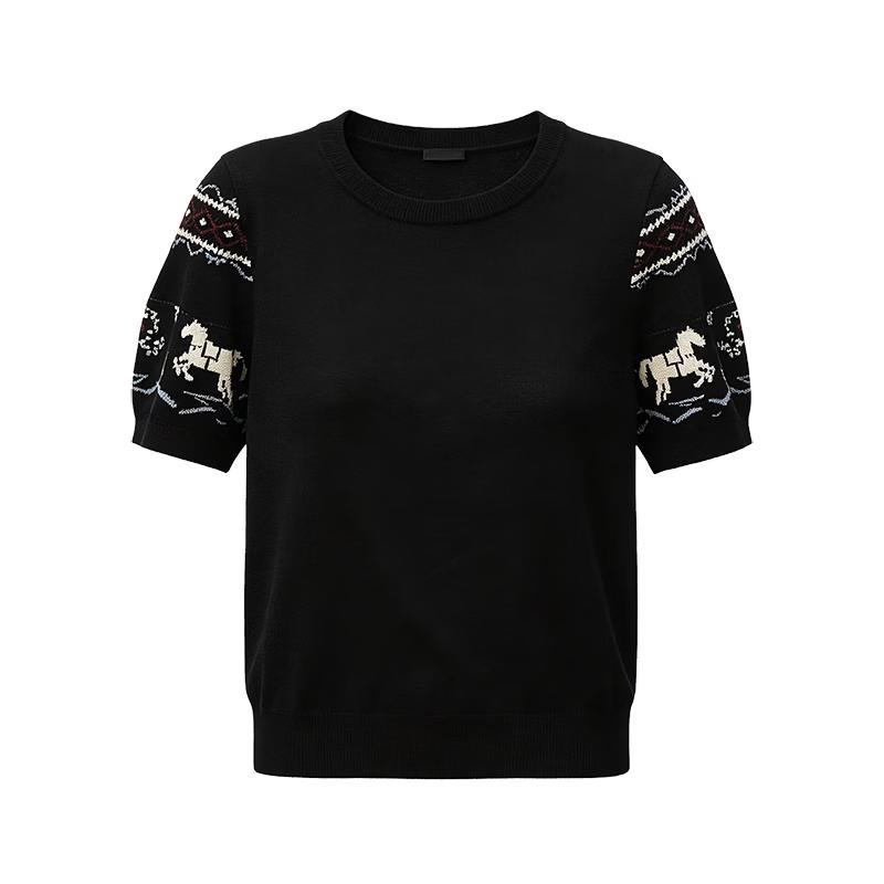 GREEN BELT Women s Short Sleeve Fair Isle Knit Top S