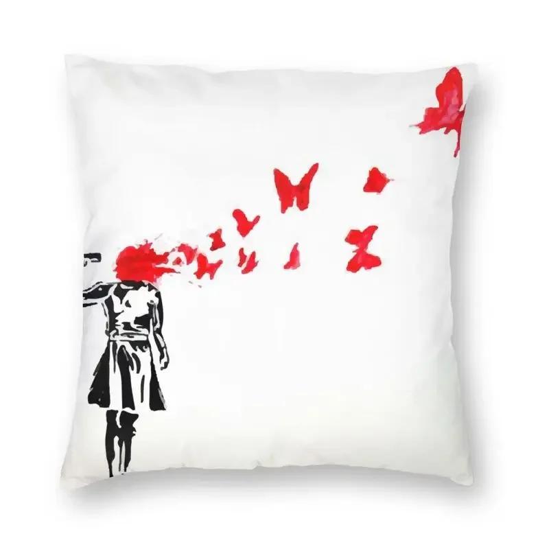 Banksy Uncovering Graffiti Pillow Cover Home Decor Cushion Sofa Street Art Cushion Cover Throw Pillow for Car Decorative Cushoin