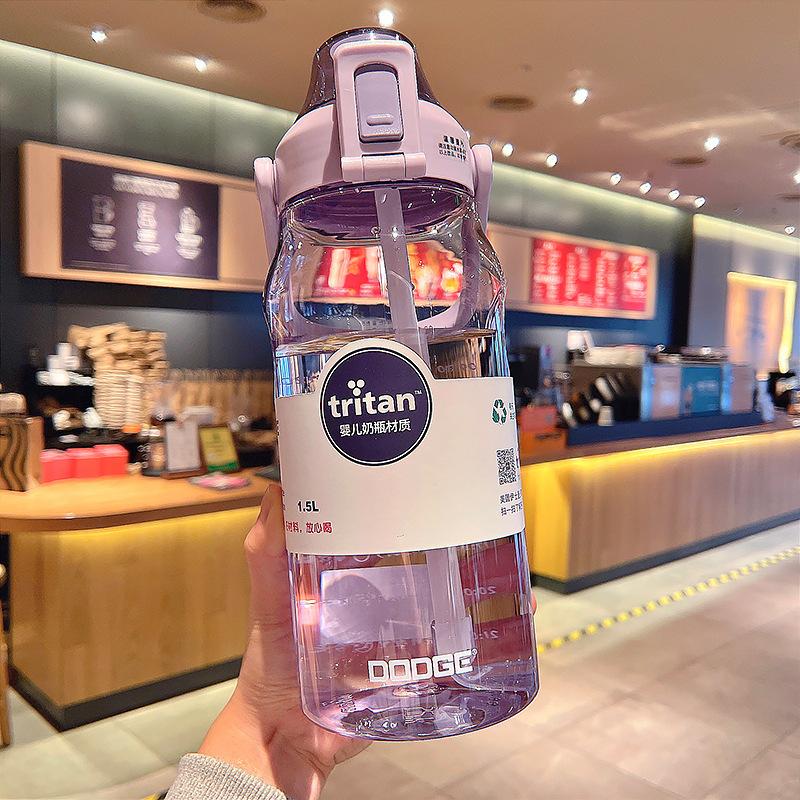 

1500/2000ml Large Capacity Tritan Water Bottle With Time Marker Leak-Proof BPA Frosted Gradient Color Girls Sports Drinking Cup 1.5L
