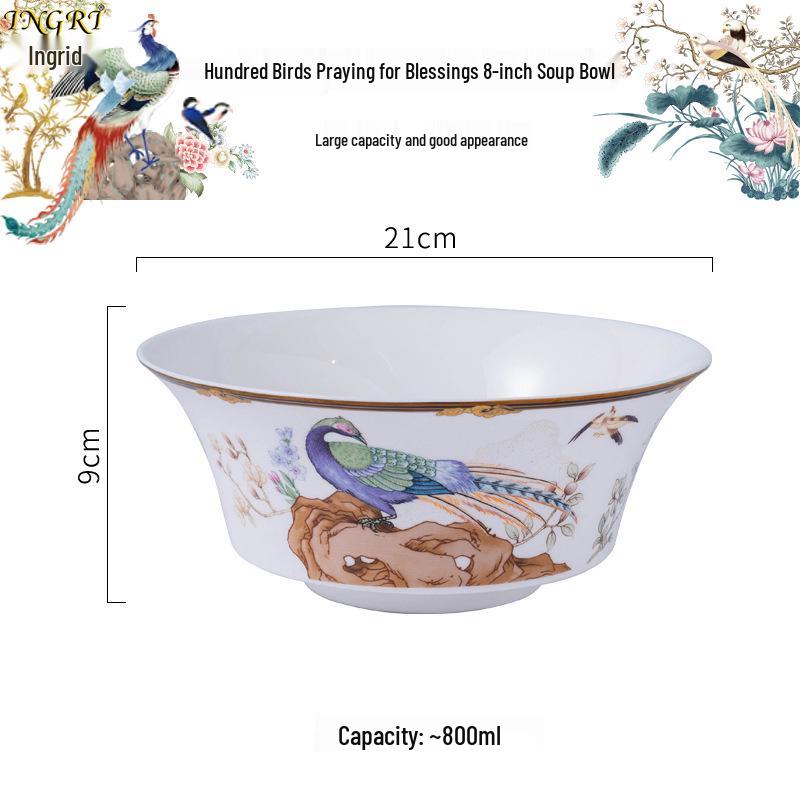 Exquisito Juego de Cuenco y Plato de Cerámica China: Vajilla Creativa Festiva de Porcelana Ósea con Cuencos, Platos y Cucharas