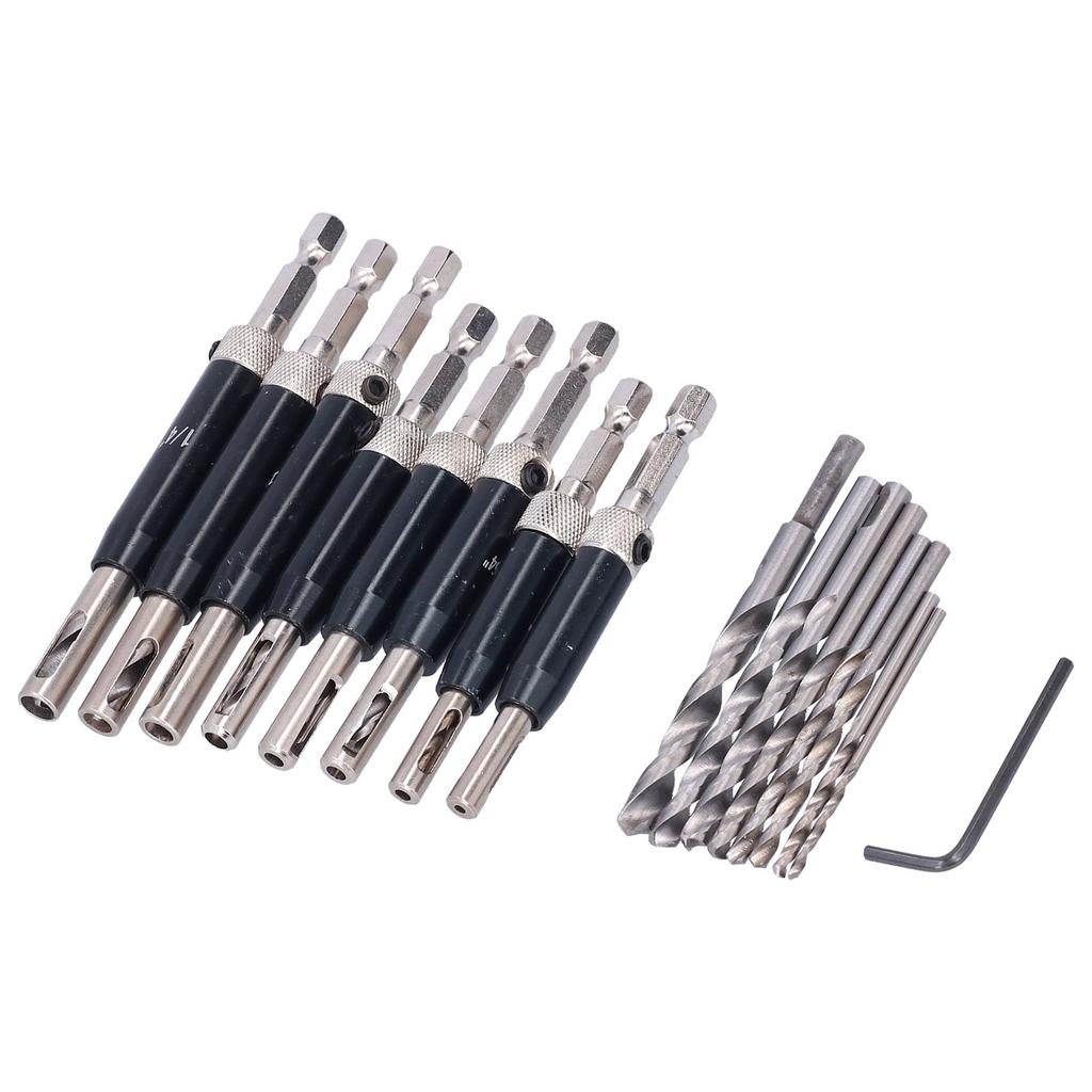 17pcs Hinge Drills Set Self Centering Door Drill Bit Kit with Hex Wrench for Woodworking
