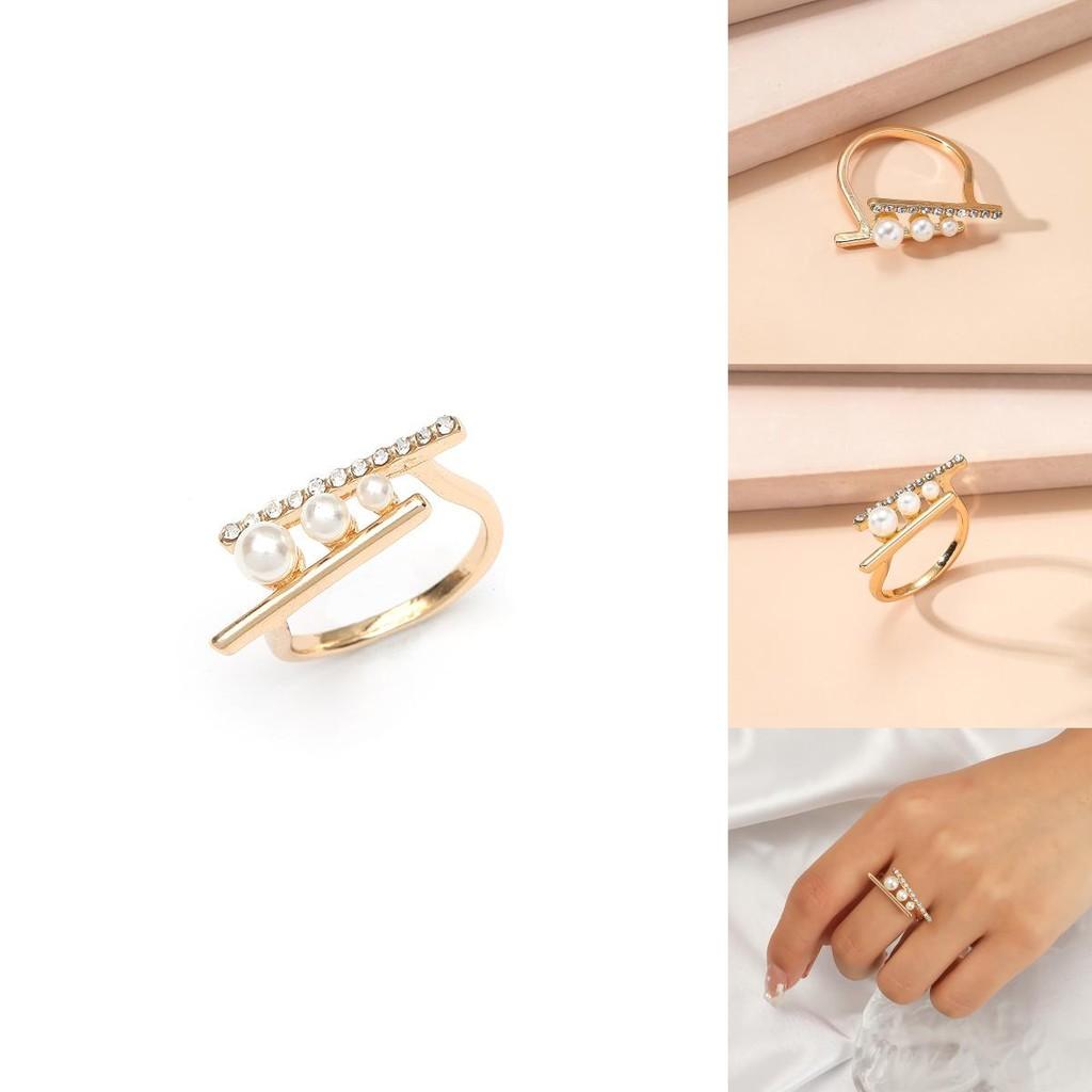 Minimalist Modern Pearl Adjustable Ring With Unique Geometric Design Ideal For Fashion Enthusiasts