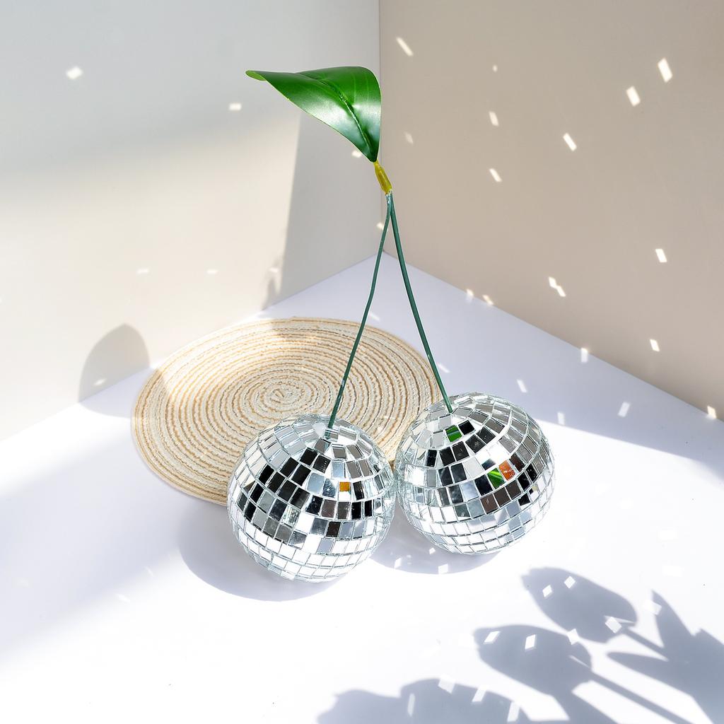 Stage Party Atmosphere Decorative Balls Exquisite Cherry Disco Balls Mirror Glass Emulates Cherry Disco Balls Handmade Glitter
