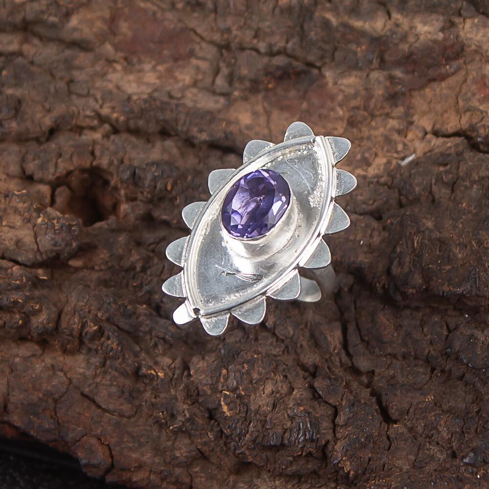 Rare Iolite Gemstone 925 Sterling Silver Jewelry Handmade Ring For Gift For Mom RR-6-7