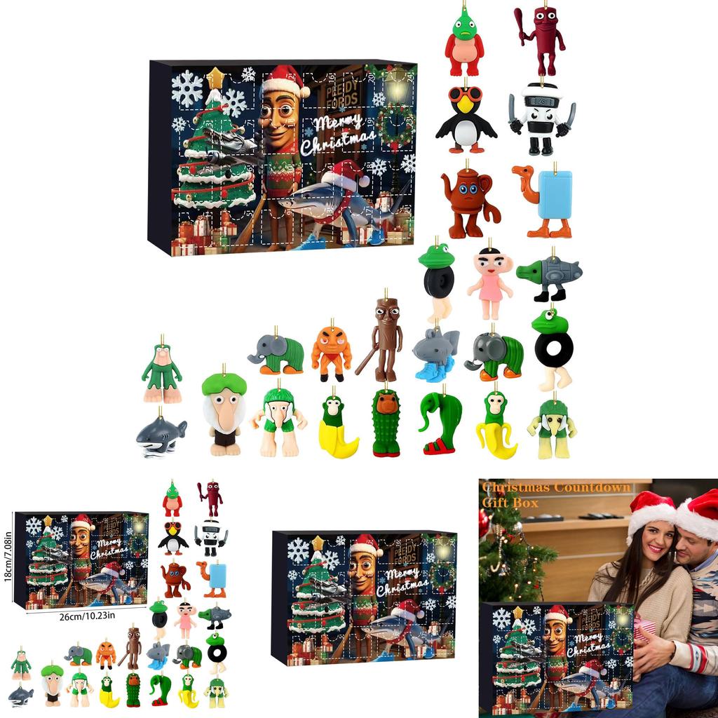 Calendar de Advent Acrilic Italian Brainrot Cu Figurine Personaj Pentru Decor de Sărbători