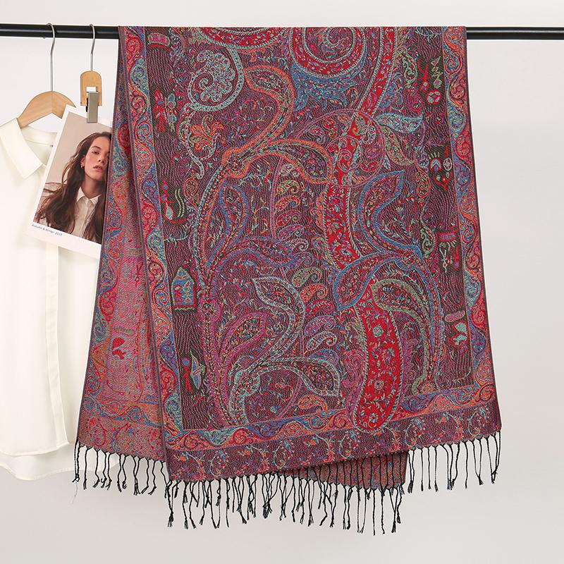 Retro Jacquard Paisley Hijab Cachecol Cotton Viscose Women Muslim Hijab Shawls Long Size Long Wraps Maders Moda Settlement