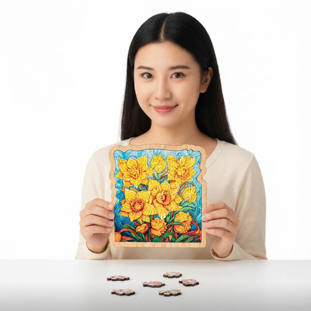 Narcissus Creative High-Difficulty Wooden Jigsaw Puzzle - Educational Gift Toy & Ornament