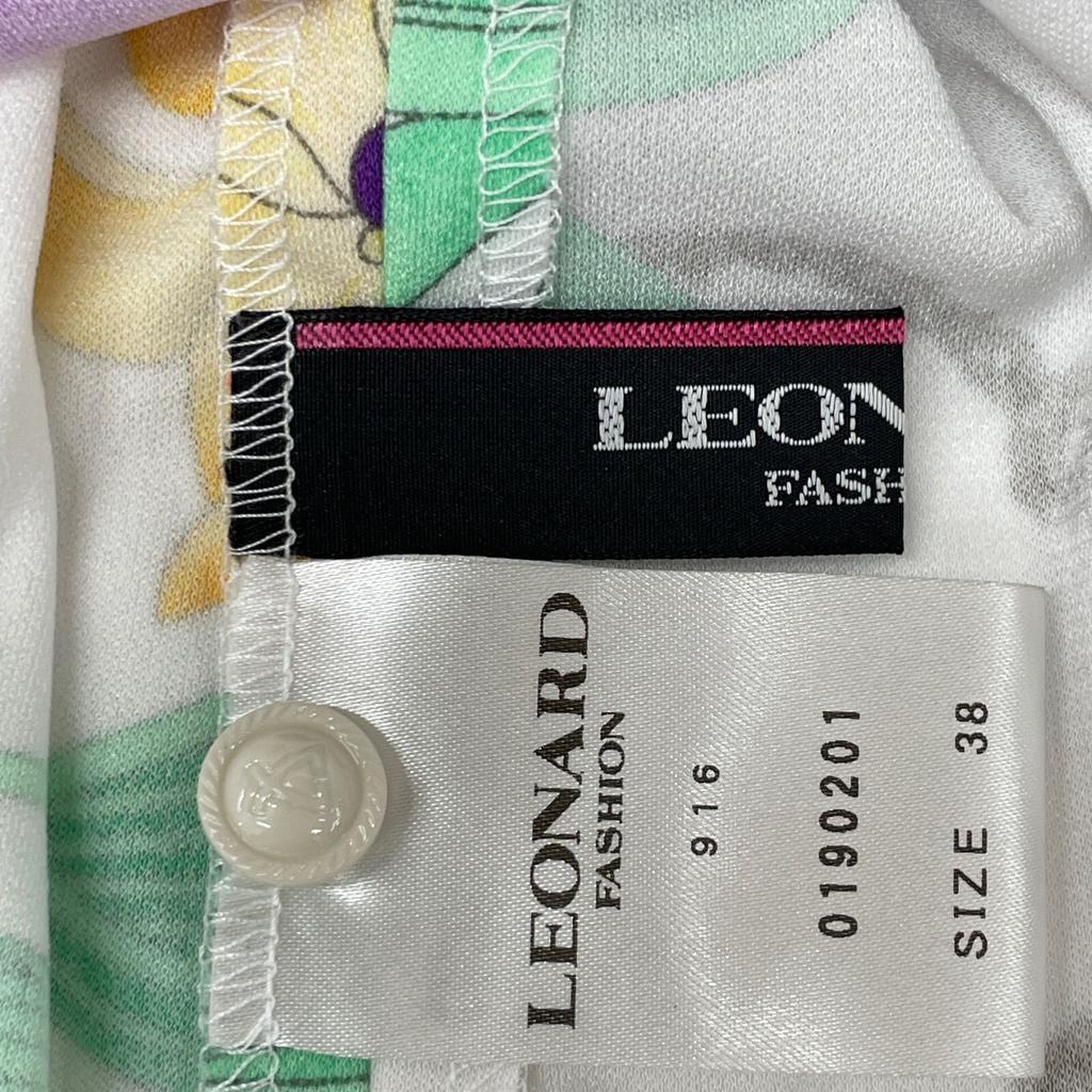 LEONARD 0190201 White Cancan material floral high neck dress dress 38 White Pink PurpleUsed