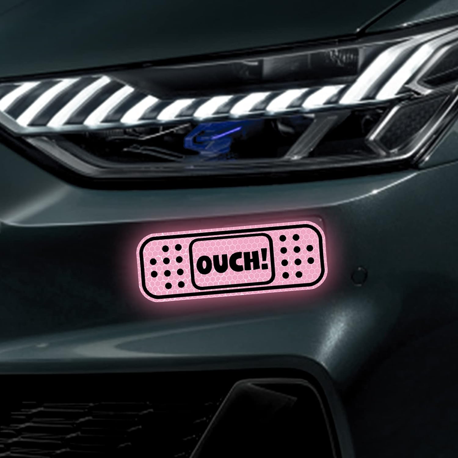 

Pink Reflective Bumper Decal, 4.8 * 1.7in OUCH Sticker for Car Dent & Scratch Cover Band Aid Decals розовый