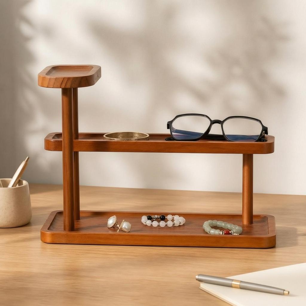 Wooden Tabletop Organizer 3 Tier Perfume Display Shelf Space-Saving for Bedroom