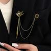 Adjustable Alloy Chain Brooch Pin with Vintage Decoration and Tassels for Cosplay Outfits Cosplay Chain Brooch Accessory