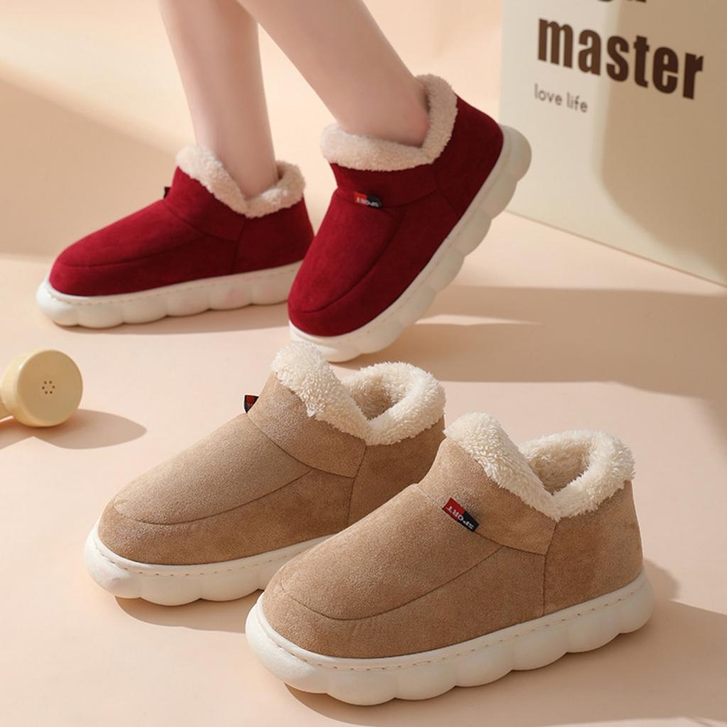 Cotton Shoes for Men and Women In Winter, with A Bag Heel and Velvet for Indoor Warmth, Thick Soled Cotton Shoes for Men