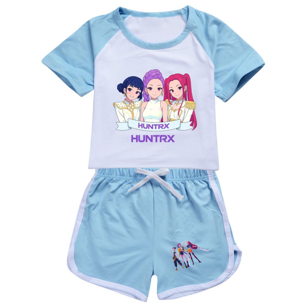 5026 Kids Girls POP Rumi Zoey Mira Print T-shirt Shorts Sport Tracksuit Clothes Set