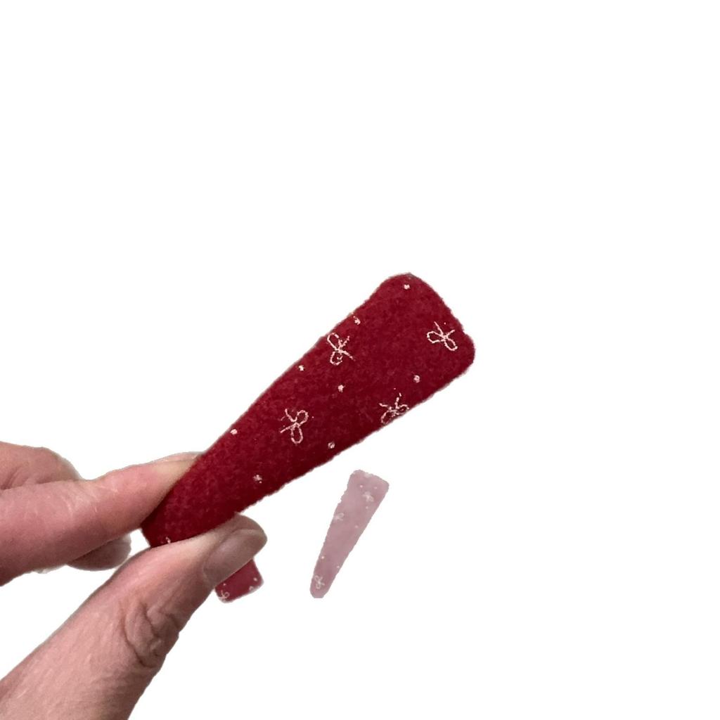 Exquisite New Year Red Bow Woolen Hair Clip for Women