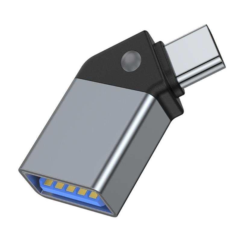 

45 Degree Type C to USB3.0 Adapter Data Transmission Connector with Indicator Compatible for Mobile Phone Laptop Tablet 1