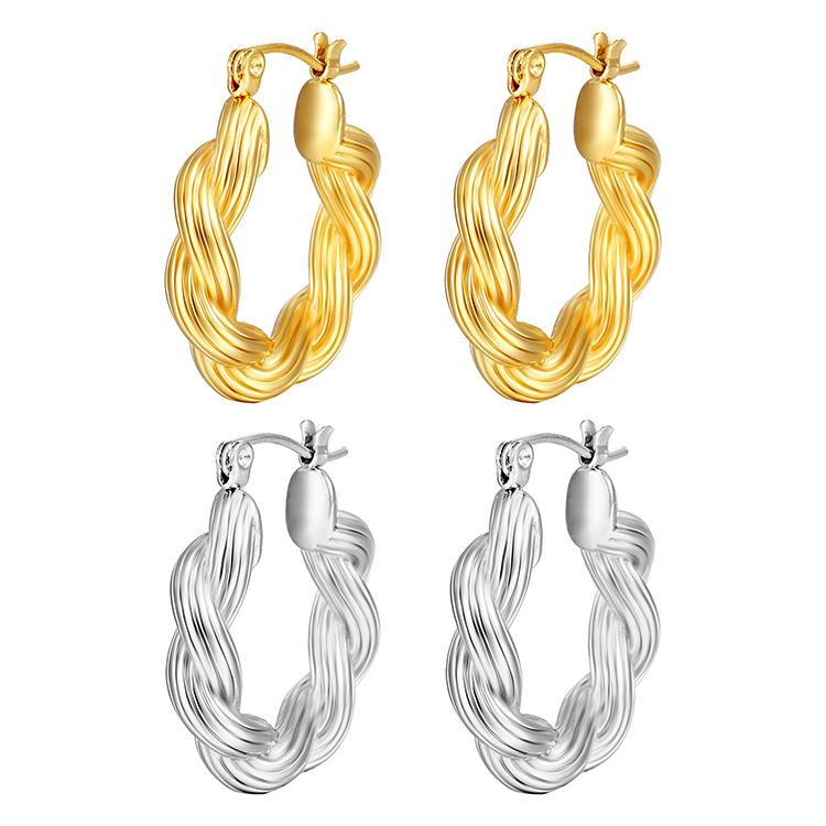 Twist Twist Line Earrings, Simple Light Luxury Earrings, The Same Cast Earrings 18k Gold Spot