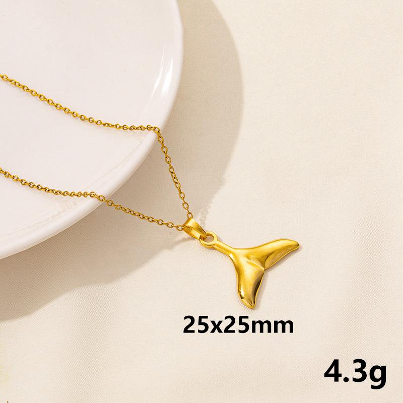 Trendy European-American Geometric Starfish Seashell Stainless Steel Necklace Pendant Jewelry