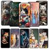 Phone Case for Samsung Galaxy A13 A15 A17 A07 A21S A22 A23 A25 A31 A73 A32 A52 A52S A41 5G Soft TPU Shell Animal Cat Tattoo Bags