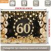 2D Black Gold 60 Birthday Backdrop Star Confetti & Balloon Decor Background Banner