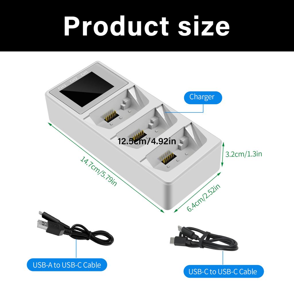 Battery 3 Way Charging Station Flight Battery for Flip Digital Display Charging Adapter Fast Charging Manager Accessories