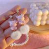 2023 Lovely Acrylic Little Bear Asymmetric Earrings For Women Fashion Party Zircon Gift Accessories