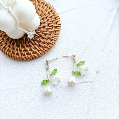 Lily of The Valley Simulated Pearl Simplicity Silver Color Stainless Steel Earrings for Women Girls