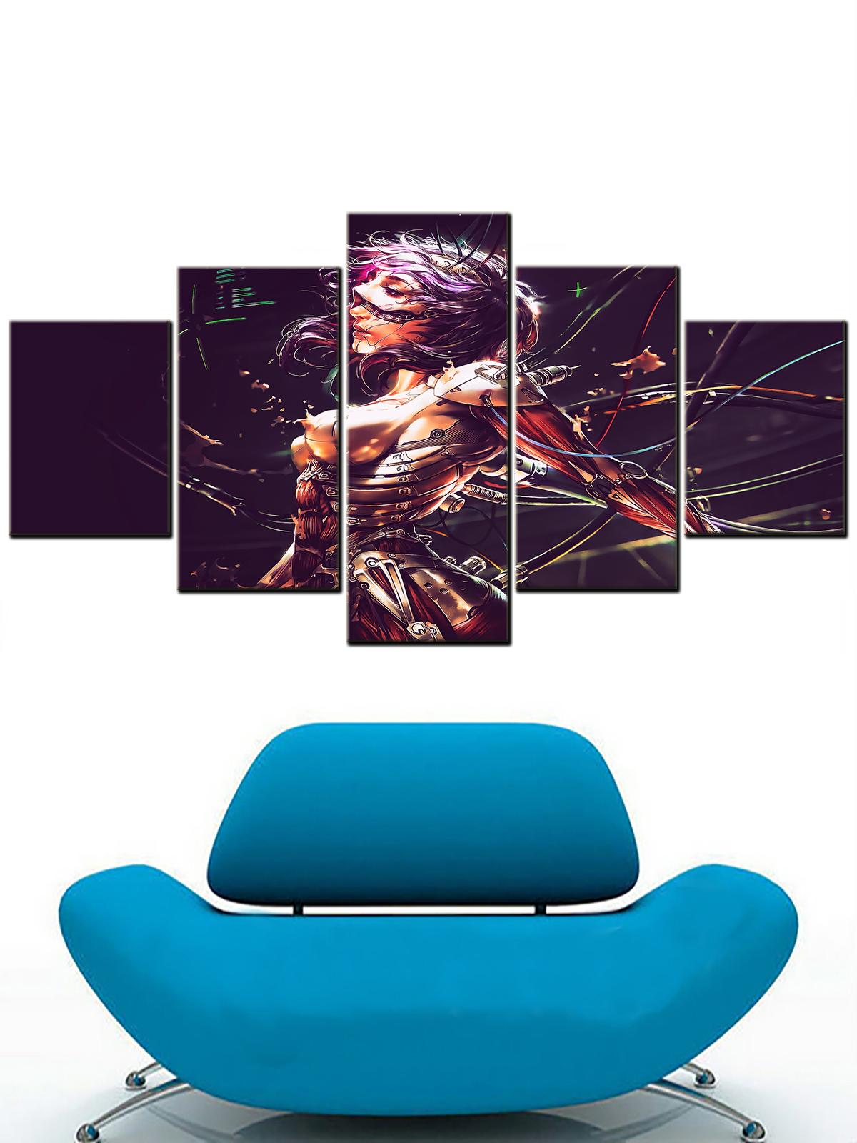 

Картина на холсте, 5 шт., аниме, девушка-киборг, рок-плакаты, современное искусство, декоративные картины, холст для гостиной, настенная рамка без рамки 20x35cm*2 20x45cm*2 20x55cm*1