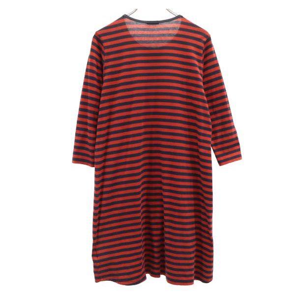 marimekko border Long sleeve one piece S Red series Women Used