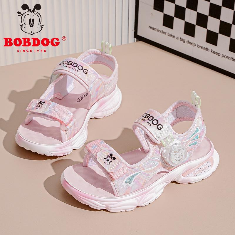 Bobodou Girls' Sport Sandals: Rotating Button Beach Shoes for Kids