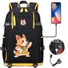 Mochila de Carga USB Linda de Shiba Inu Corgi para Estudiantes de Secundaria y Bachillerato Mochila Casual de Viaje