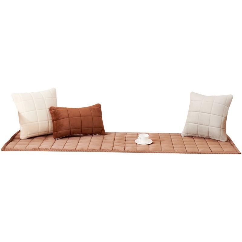 Plush Thickened Non-Slip Sofa Cushion Plaid Autumn and Winter Warm and Simple Living Room Solid Wood Sofa Cushion Cover Cloth