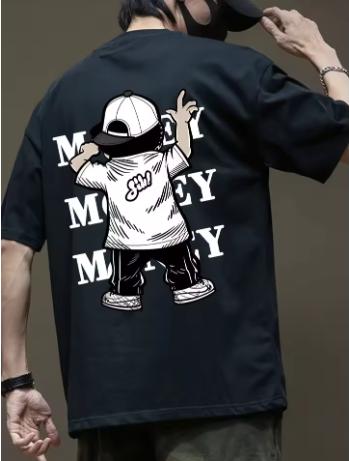 Summer Unisexs Fashionable Cartoon Letter Printed Breathable Round Neck Tshirt Outdoor Urban High Street Casual Top Breathable