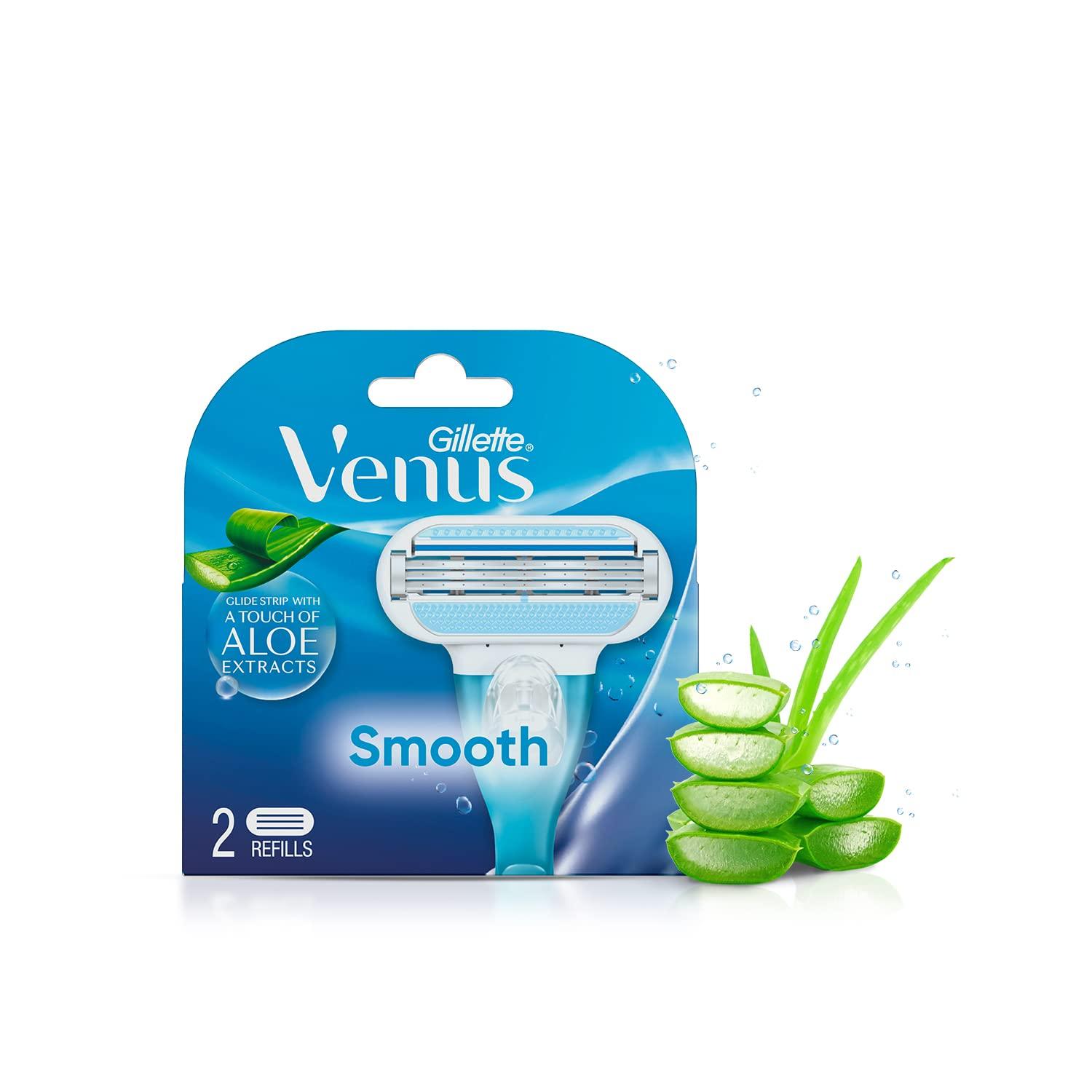 

Бритва для удаления волос Gillette Venus Smooth для женщин с алоэ вера, упаковка из 1 шт. 2 pcs Blades/Refills