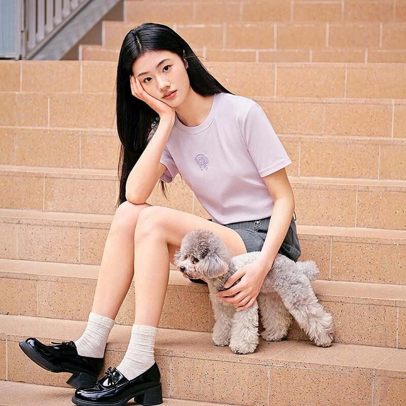 LEDIN Women s Puppy Graphic Short Sleeve T-Shirt S/155