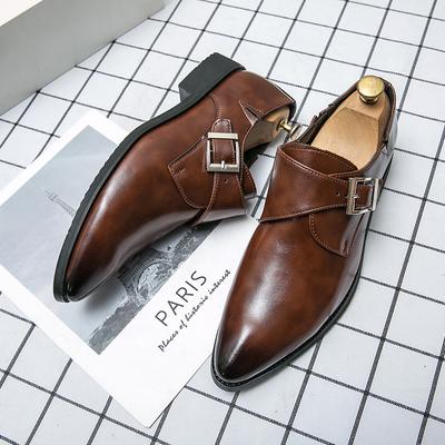 Fashion Luxury Leather Shoes Men's Loafers with Buckles Casual Men's Shoes British Style Thick Bottom Patent Leather Soft Shoes Moccasin