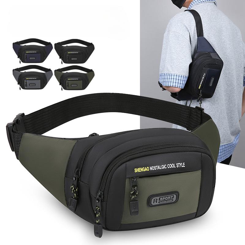 

New Oxford Men Waist Bag Large Capacity Anti-theft Sports Mobile Phone Bag Multi-layer Business Cashier Wallet Chest Bag чорний