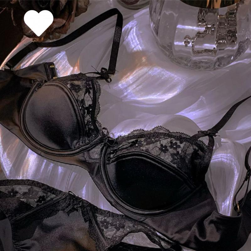 Sexy Französisches Sternzeichen Jahr Rotes Spitzen-Dünnbaumwoll-BH-Set, Brustminimierer Anti-Hänge-Vollbrust Damen-Dessous-Set