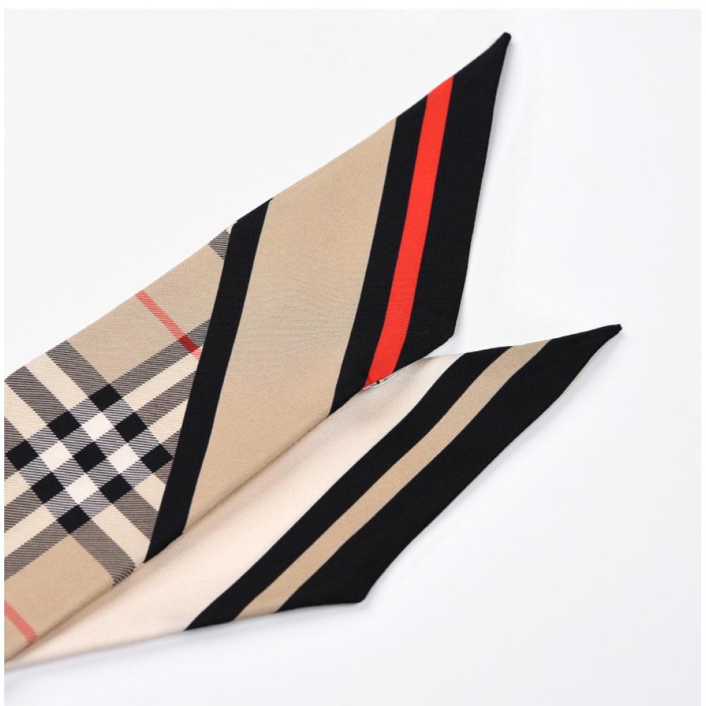 Burberry 8037017 A7026 Check Tb Monogram Icon Stripe Twily Silk Scarf