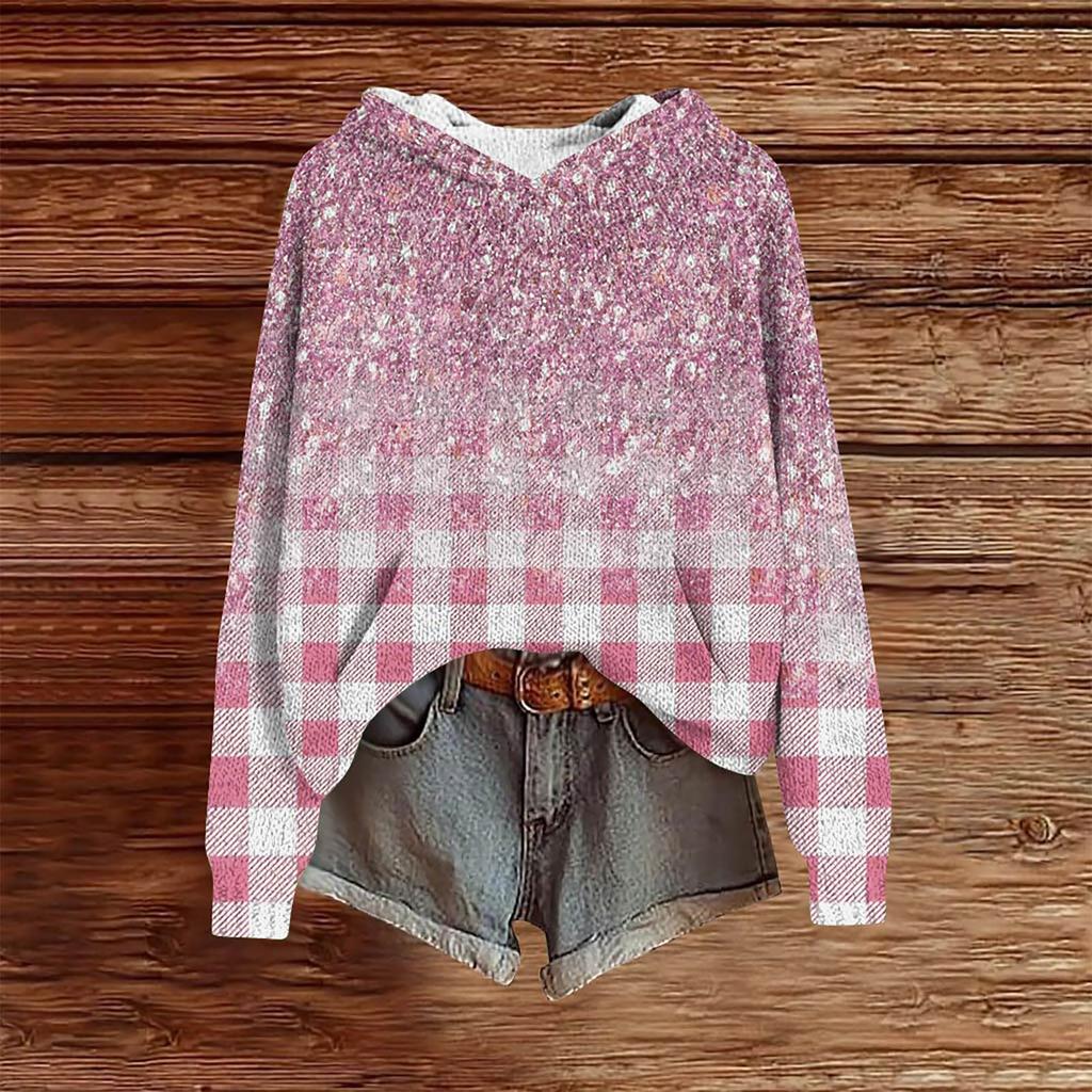 Sweatshirts For Women Knit Sweater Cute Shirt Fall Pullover Hooded Sweatshirt