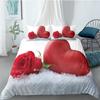 Red Rose King Queen Duvet Cover Valentine's Day Wedding Couple Flower Bedding Set 2/3Pcs Love Heart Floral Polyester Quilt Cover