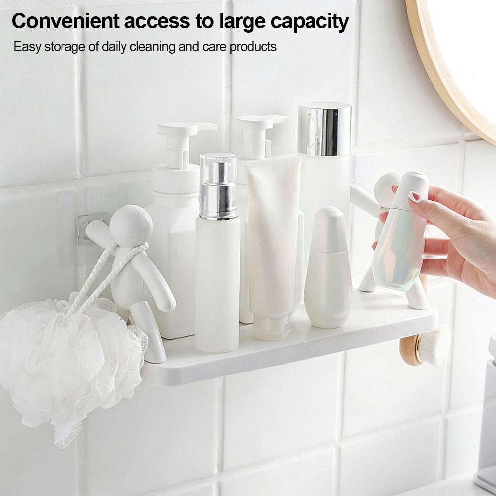 White Color Wall-Mounted Storage Rack Plastic Material Kitchen Spice Organizer  Home Storage