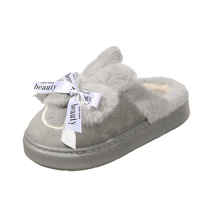 Fashion Women's Cotton Slippers Winter Sweet Thick-soled Wool Cotton Shoes Home Cute Plus Velvet Shoes Women's Warm Anti-ski Boots