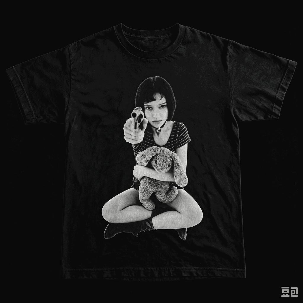 Leon The Professional Graphic T Shirt Mathilda Hold Gun Rabbit Doll Vintage Photo Print Short Sleeve Crew Neck Unisex Cult Movie Streetwear Tops Tees