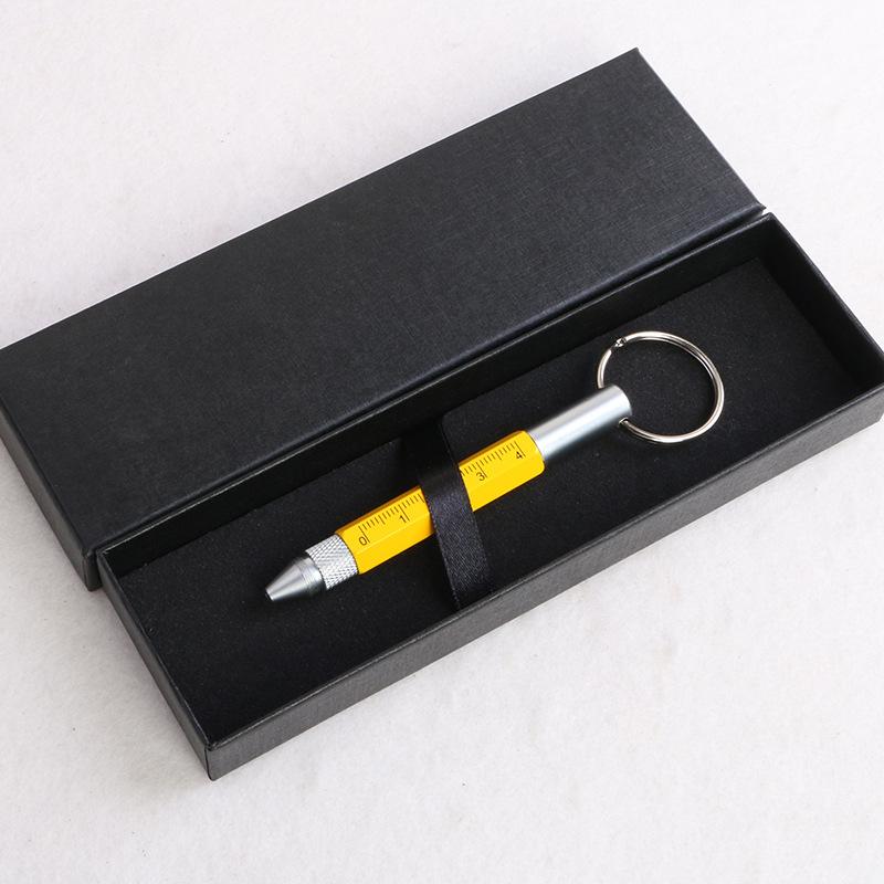 Multifunctional Outdoor Six-In-One Touch Screen Writing Short Scale Multi-Purpose Keychain Screwdriver Metal Gadget Pen