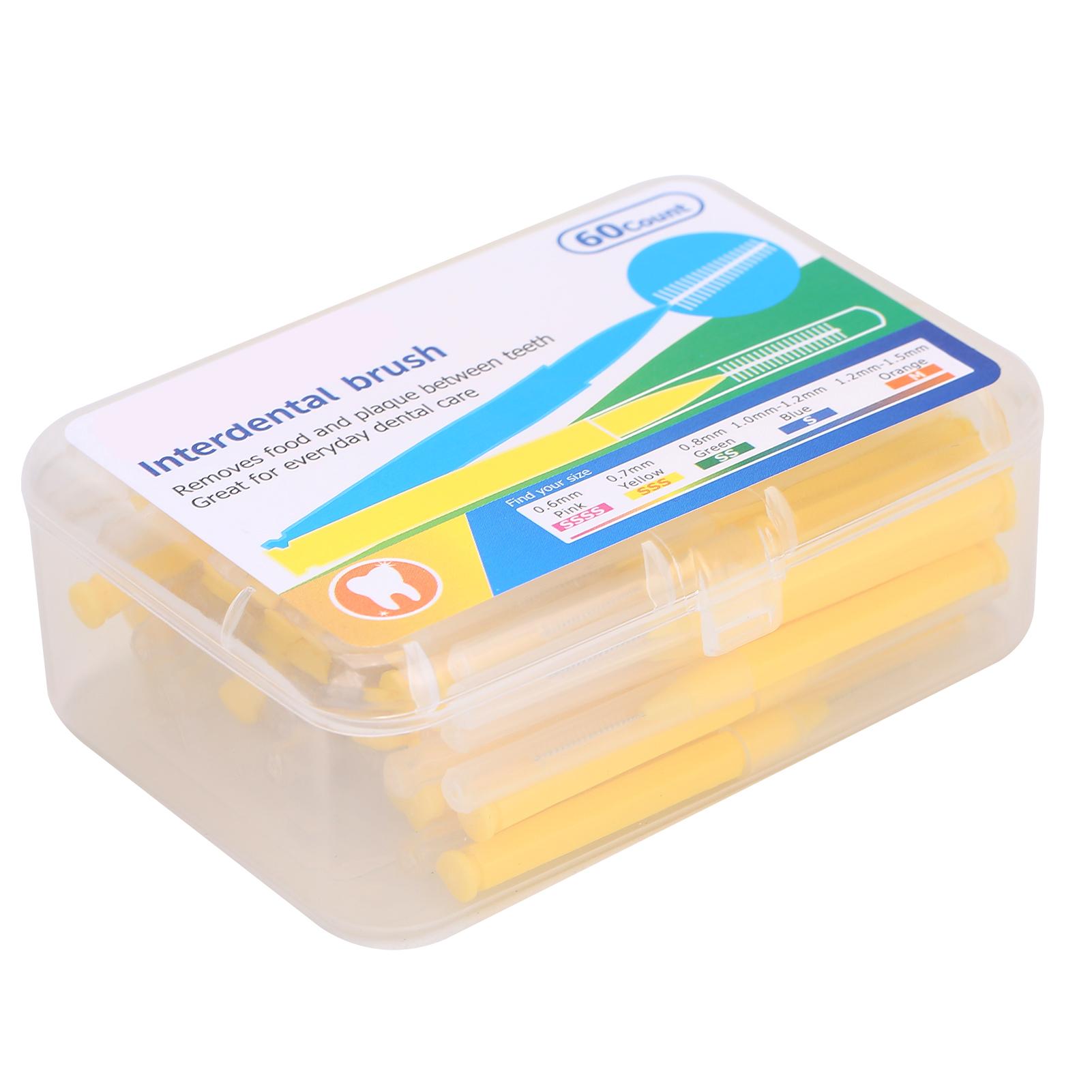 

60pcs Box Orthodontic Interdental Brush Tooth Cleaning Tool Dental Teeth Cleaner Toothpick Yellow жёлтый