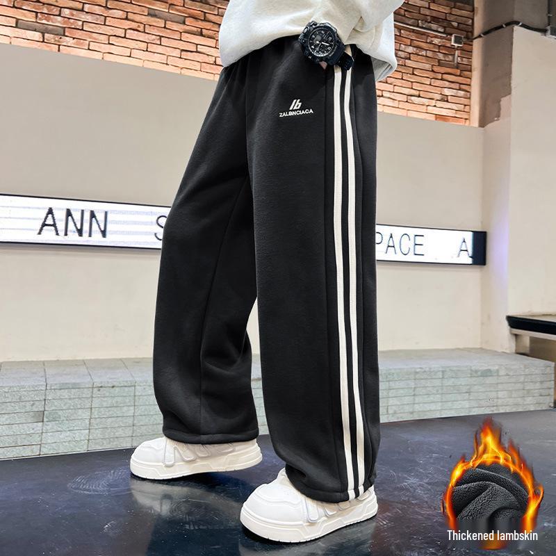 2025 Boys' Fleece-Lined Sweatpants: Thick, Handsome, Loose Fit for Autumn/Winter