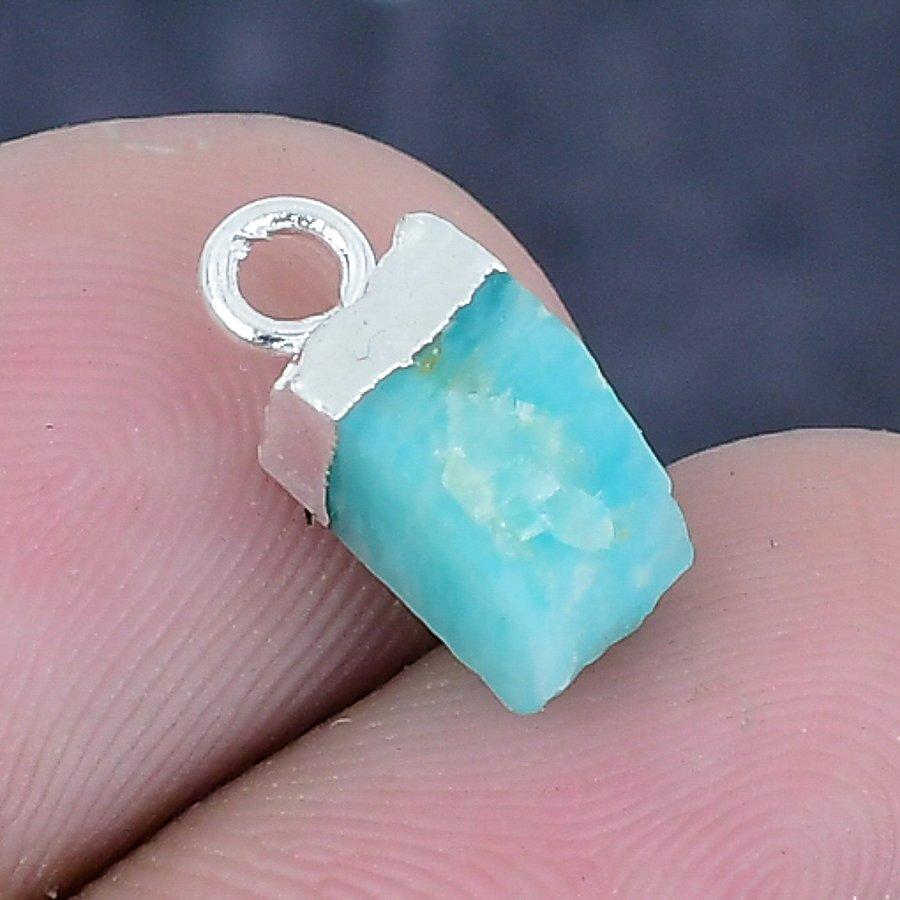Aquamarine Rough Gemstone 925 Sterling Silver Jewelry Pendant 0.59" u1J70