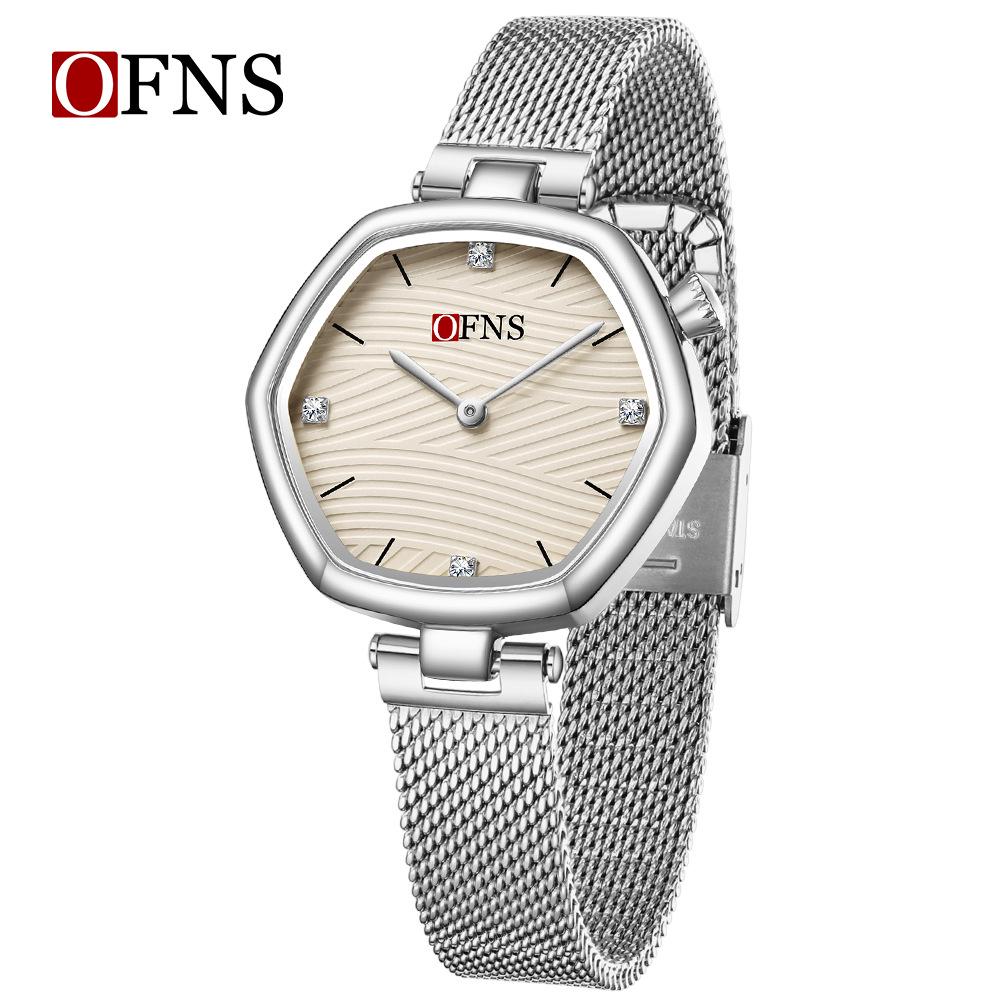 European Style Bestseller Ladies' Waterproof Quartz Wristwatch with Simple Polygonal Design and Mesh Strap - Model 1642