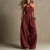 2026 European and American cross-border independent station Amazon's new sleeveless lazy wind pendant feeling neck women's wide-leg jumpsuit