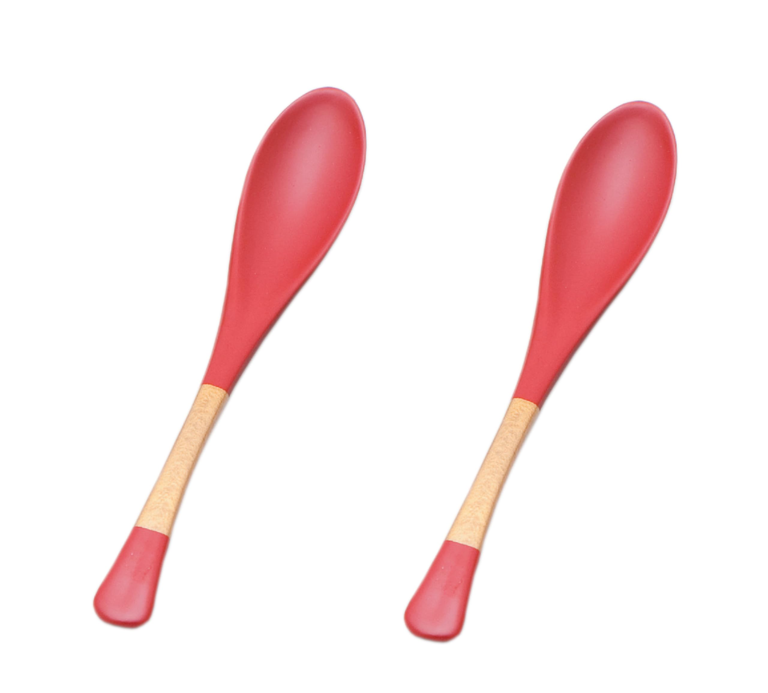 Wakaizumi Lacquerware Dishwasher Safe Porridge Set of Spoons, Vermilion/Gold Finish, 2, H-60-23